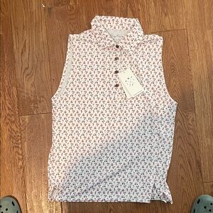 Kenny Flowers White and Red Tropical Polo